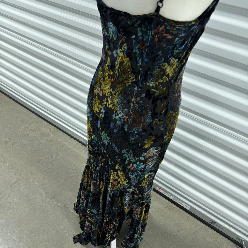 Vtg Newport News Velvet Burnout Maxi Dress Womens 10 Cowl Mermaid Witchy 90s y2k